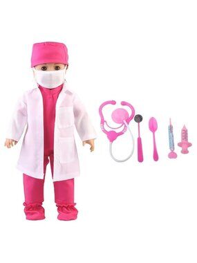 18" DOLL 11/PC Pink DOCTOR Surgeon SCRUBS OUTFIT & TOOLS for AMERICAN GIRL NEW!